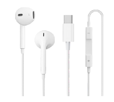 Écouteurs jack TYPE-C filaires semi-intra-auriculaires Blanc